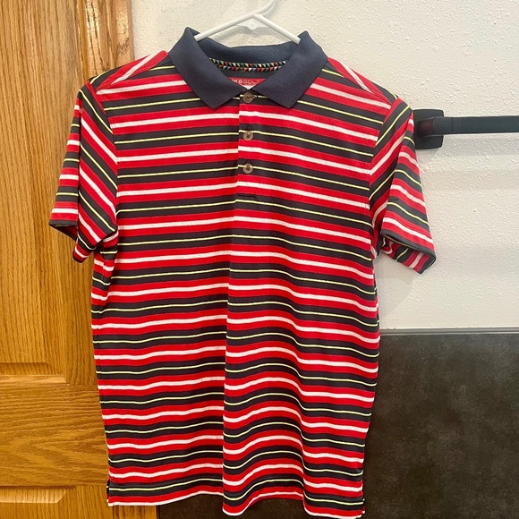 Boys Youth Nike Golf Short Sleeve Shirt Red Striped Polo Dri-Fit Size Large - Picture 1 of 4